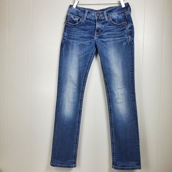 Miss Me JE604878R straight leg beeded studded rhinestone jeans size 28 - Picture 9 of 13